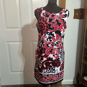Perceptions Red and Black Floral Dress